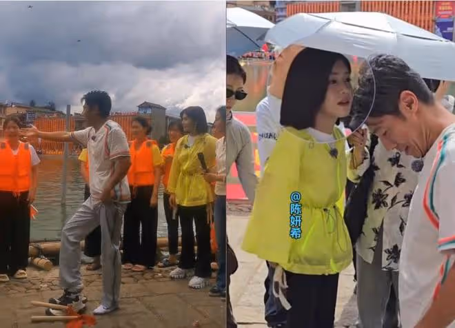 撒貝寧陳妍希比賽龍舟,撒貝寧動作超搞笑,陳妍希女神范十足