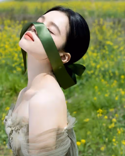 「傷痛女主」張婧儀：一襲抹胸蛋糕裙置身油菜花中，迷倒一眾網友