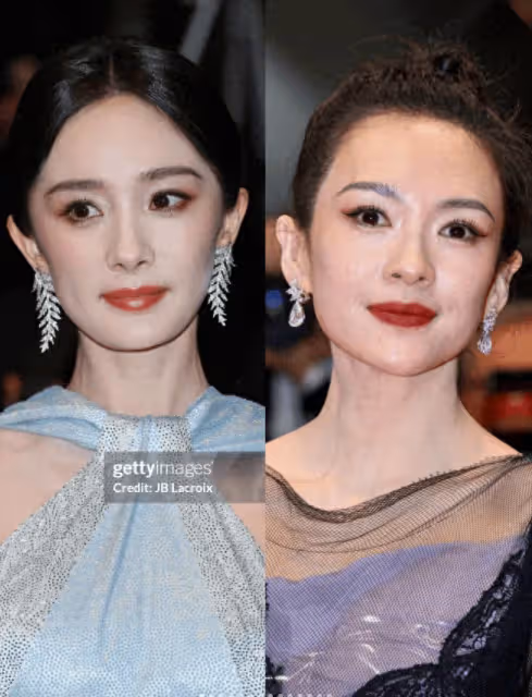章子怡坎城第5套造型太美了!黑衣白裙俏皮優雅,楊冪穿了個啥?