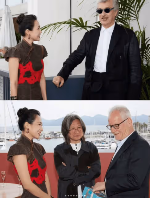 章子怡坎城第5套造型太美了!黑衣白裙俏皮優雅,楊冪穿了個啥?