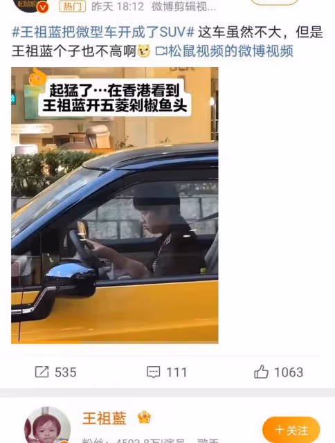 王祖藍低調駕五菱車游香港,親民形象獲贊,街頭偶遇展風采