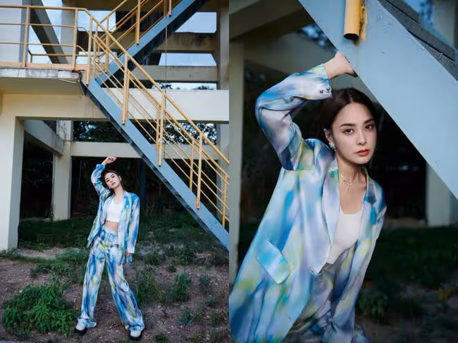 阿嬌的穿搭智慧！彩色潑墨西裝引領時尚風潮！