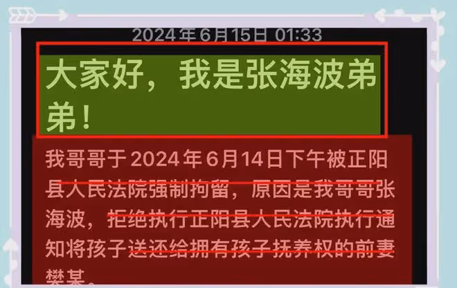大反轉！樊小慧前夫張海波被拘留，張海波弟弟發文感謝法院引熱議