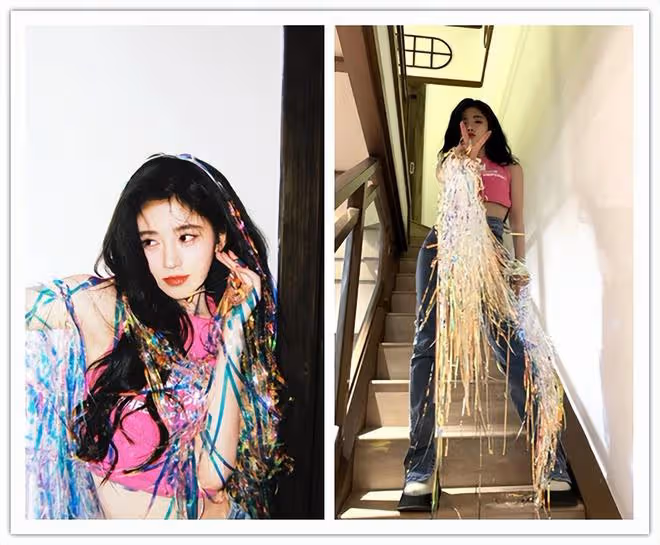 鞠婧禕火出圈的穿搭都很美，簡單的牛仔服裝，也是不平凡的