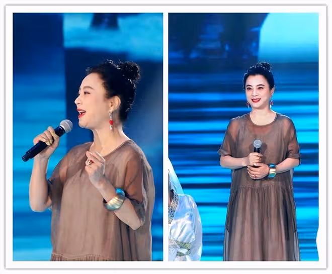快六十的「玉兔精」李玲玉，穿一襲長裙優雅端莊，氣場好優雅