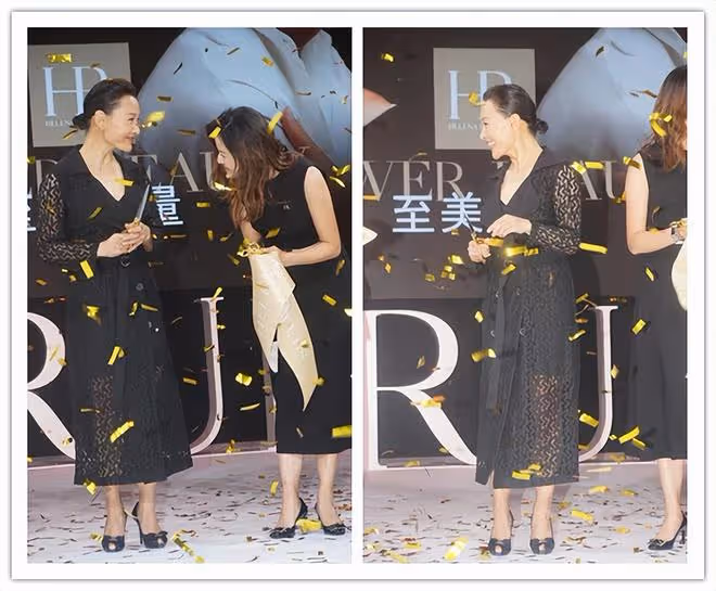 陳沖穿的裙子優雅又年輕，風格大方自信，看著很有自信的美