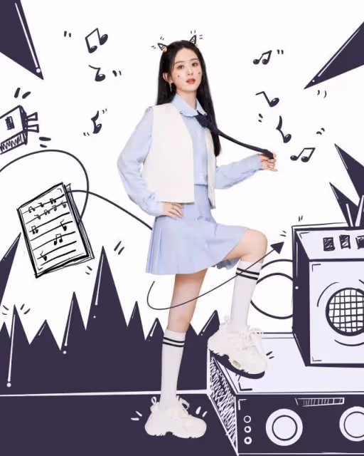 趙麗穎生圖狀態很少女，現身機場穿休閒西裝配短T，馬甲線很清晰
