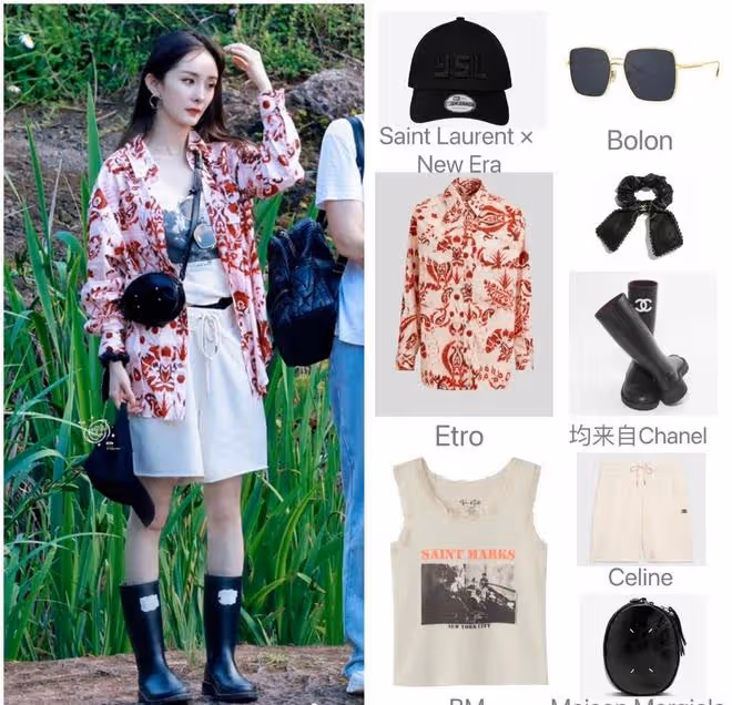 楊冪的私服是內娛「天花板」吧，大碼外套配短褲，下身失蹤好時髦