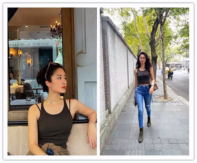楊采鈺的搭配好大膽，穿著的上衣不一般，怪不得這麼時髦