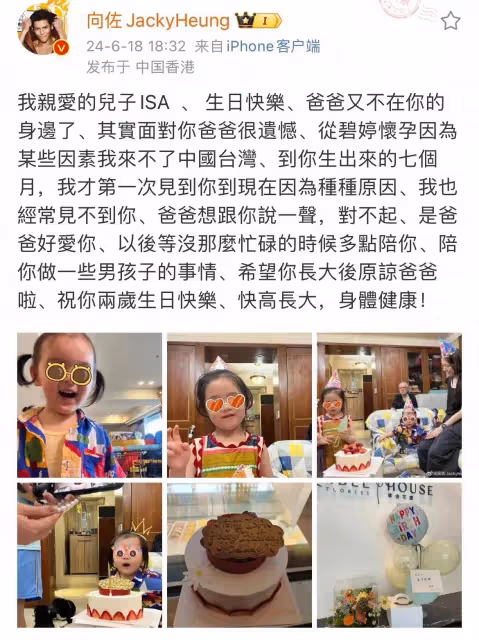 向佐為兒子慶生,2歲向笙扎小馬尾好可愛,郭碧婷獨自帶倆娃回台