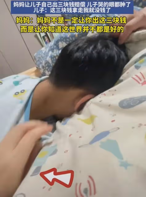 兒子幫同學修文具修壞讓賠,媽媽讓娃掏3元嚎啕大哭,下秒上一課