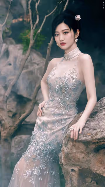 被景甜的上班圖驚艷！穿網紗魚尾旗袍秒變"水蜜桃"，性感又迷人