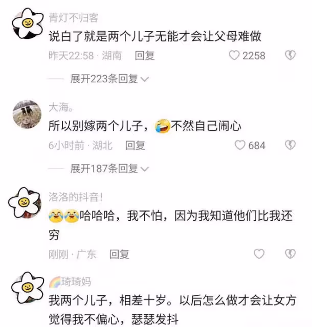 大兒結婚在老家蓋樓,小兒結婚要在城裡買房,大兒媳不願意鬧離婚
