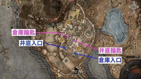 《艾爾登法環》DLC塔之鎮倉庫入口位置