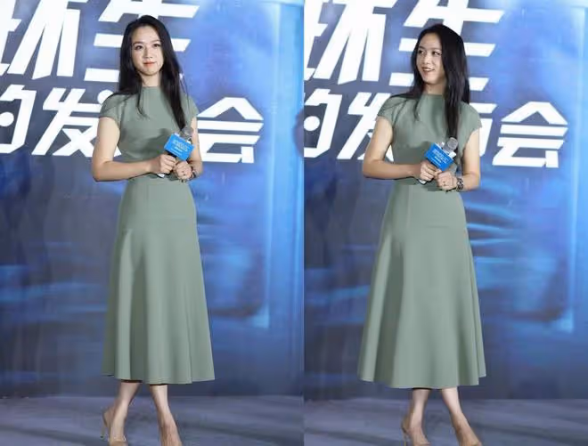 湯唯真沒啥明星架子，穿這麼素的裙子拍照片好普通，但人是真的美