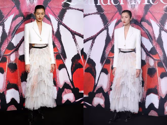 劉雯身材這麼高挑還要穿露臍裝，露出平坦小腹讓人嫉妒，太優秀