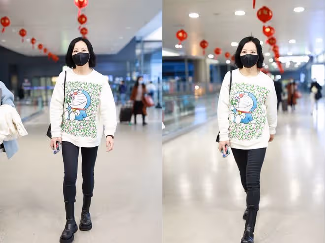 52歲的陶紅不怎麼顯老，就算素顏臉上也沒啥皺紋，穿搭也挺清爽的