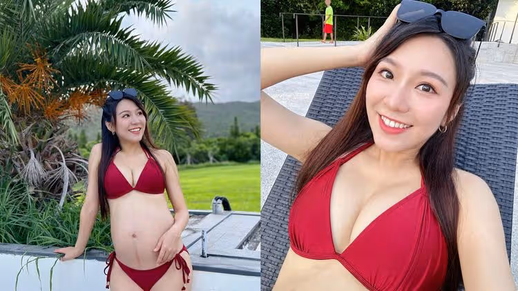 啦啦隊女神晉升少奶奶　曬孕期比基尼照！好白好大超級美