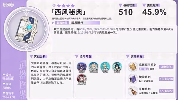 《原神》4.7下半UP角色武器推薦