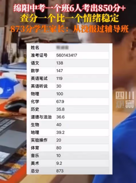 2024四川綿陽中考現873分高分,家長坦言實情,低分學生怎麼辦?