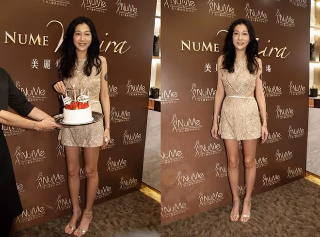 中年的吳綺莉女人味真濃，化淡妝也不寡淡，穿綠色長裙貴氣感十足