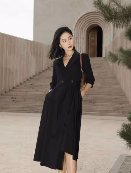 元氣滿滿的穿搭方案:黑色風衣裙的魅力!