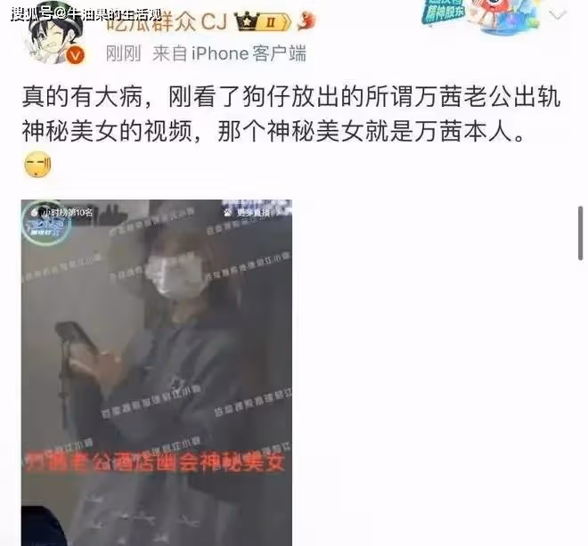 萬茜老公疑似出軌,與美女同回酒店,網友卻說是萬茜本人?