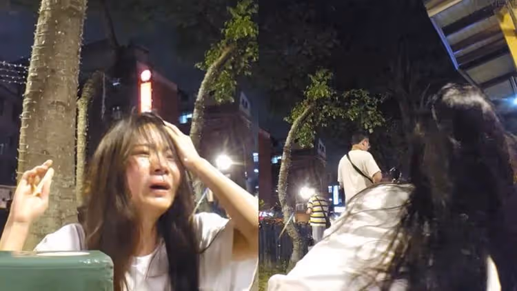 南韓女直播主來台熱暈！又哭又喘「崩潰蹲路邊求救」　下秒當場昏倒