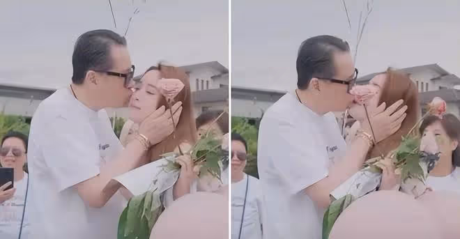 歐陽妮妮求婚現場,被爸爸嘴對嘴親吻,網友:未婚夫真的不尷尬嗎