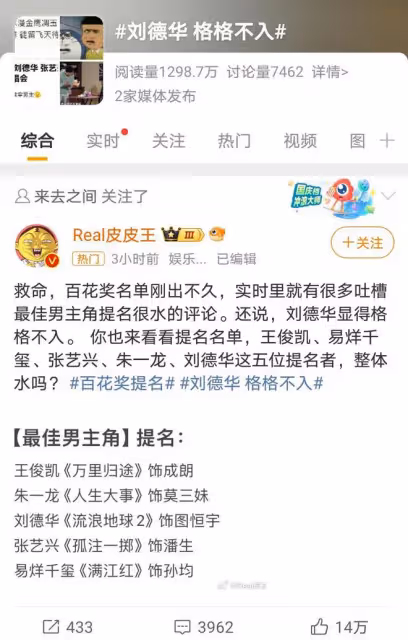 劉德華遭遇新生代挑戰,百花獎提名引熱議,演技派與流量誰將勝出