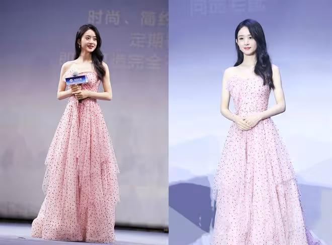 單身後的趙麗穎，穿衣風格都和以前不一樣了，穿抹胸裙又美又精緻
