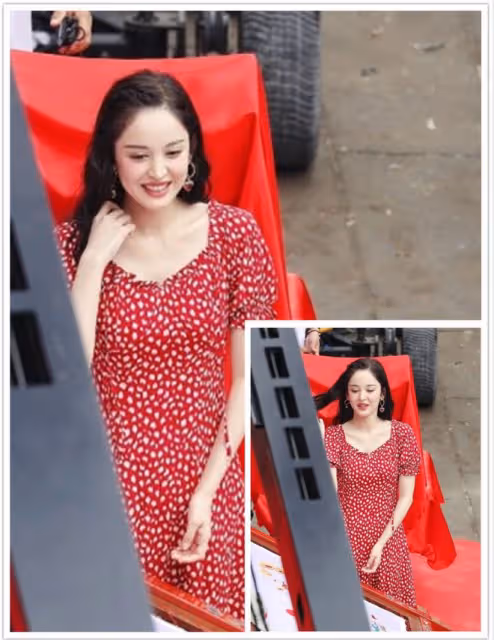 娜扎穿"芝芝莓莓星光裙"真美，雖然妝容濃郁，但配紅裙美得剛好