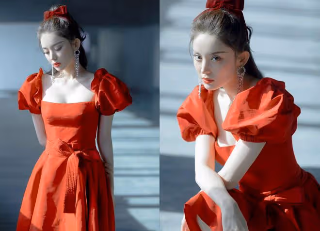 娜扎穿"芝芝莓莓星光裙"真美，雖然妝容濃郁，但配紅裙美得剛好