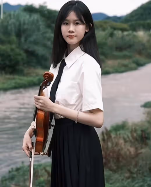 陸毅慶祝倆女兒畢業,貝兒小葉子一起拉小提琴,優雅漂亮超養眼