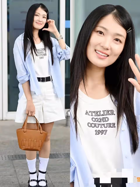 《小背跑》女主金惠允機場生圖,造型讓人看的兩眼一黑,太普了