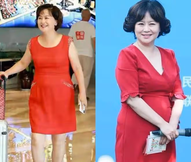 65 歲倪萍瘦身成功穿格紋連衣裙配絲巾拍照，美如換人年輕十幾歲