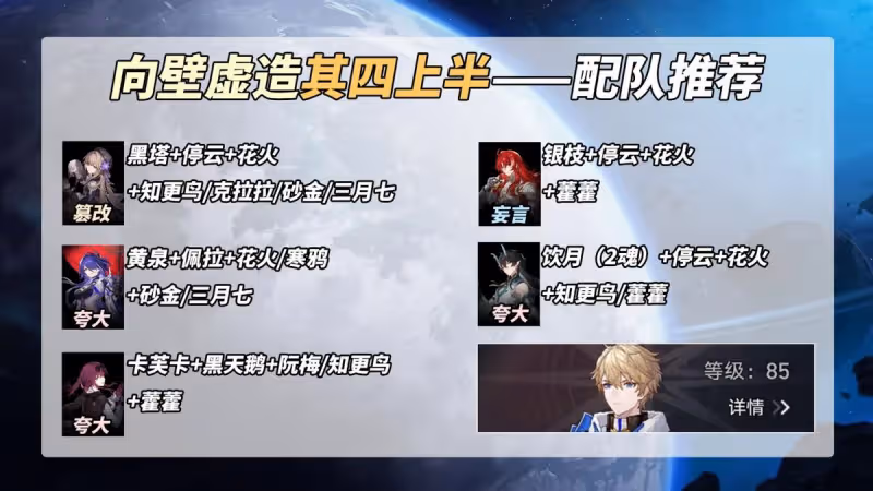 崩鐵:虛構敘事「向壁虛造」攻略|配隊陣容推薦,這期滿星不算難