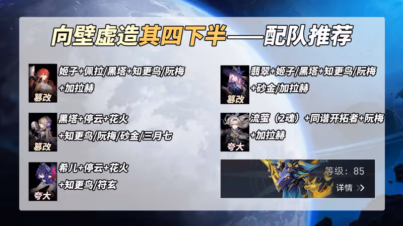 崩鐵:虛構敘事「向壁虛造」攻略|配隊陣容推薦,這期滿星不算難