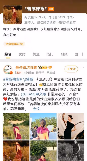 曾黎時尚大片引關注,玫紅禮服成焦點,自嘲「拖把裝」顯豁達心態