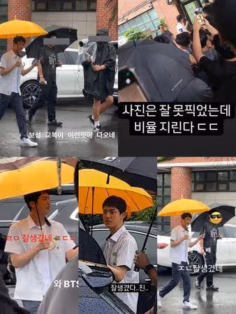 BTS Jin驚喜回母校! 學弟們超嗨「淋雨也要朝聖」狂奔