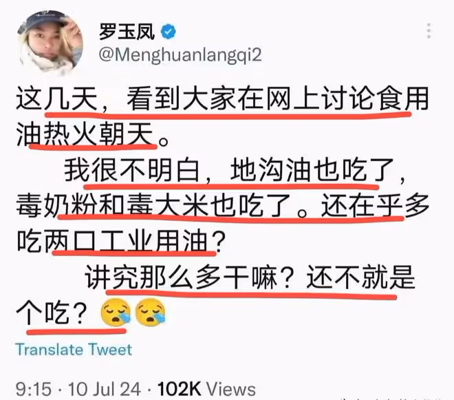 太猛!鳳姐在美談國內混裝油一針見血,順便揭露其他幾個「有毒」