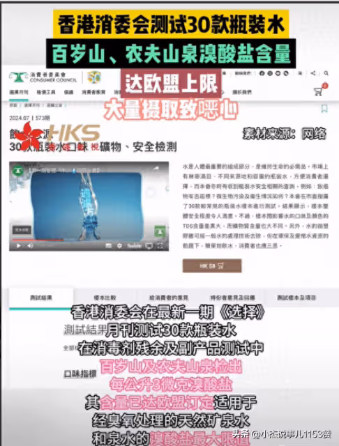 農夫山泉、百歲山溴酸鹽含量達歐盟上限!評論區炸鍋!社媒淪陷!