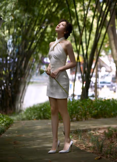 趙今麥掛脖白裙露出美背大長腿！膚白貌美性感撩人