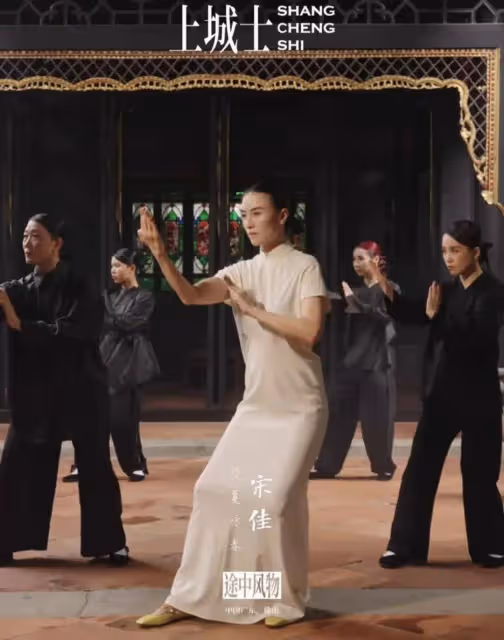 宋佳穿旗袍打詠春拳，盡顯女性古典美，一招一式盡顯武俠風采