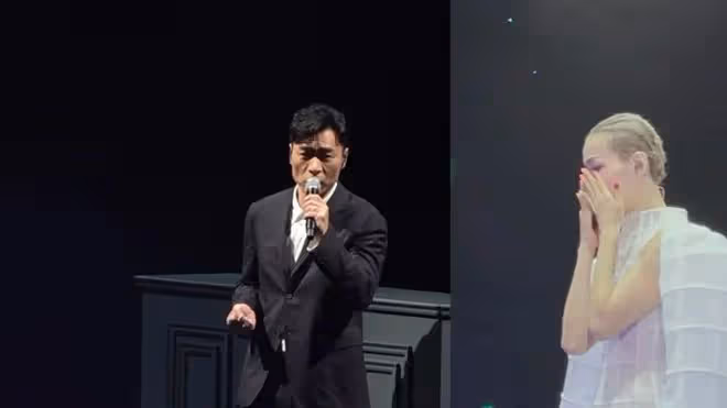 鄭秀文演唱會與老公合唱《世紀末煙花》淚如雨下,許志安微笑點頭回應