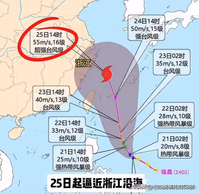 突發！3號超級颱風格美已生成，預計風力達到17級，率先登陸浙江
