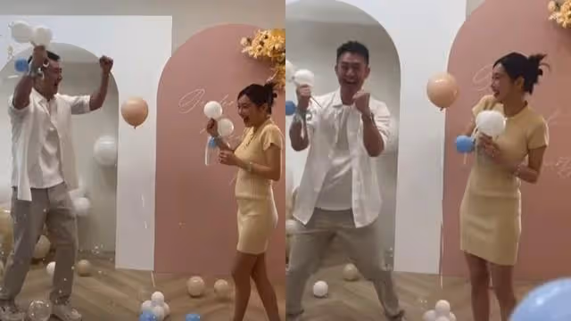 無名女神「小予」揭曉寶寶性別！　老公戳破氣球真實反應被拍