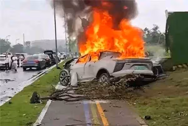 電動車燃爆起火！女駕駛「打不開車門」不幸喪命，身分被挖出「是漂亮大咖」老公知名富豪