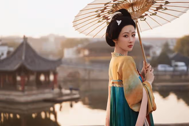 楊紫慶祝新劇殺青,公開與李現等主創合照,古裝造型曝光溫婉大氣