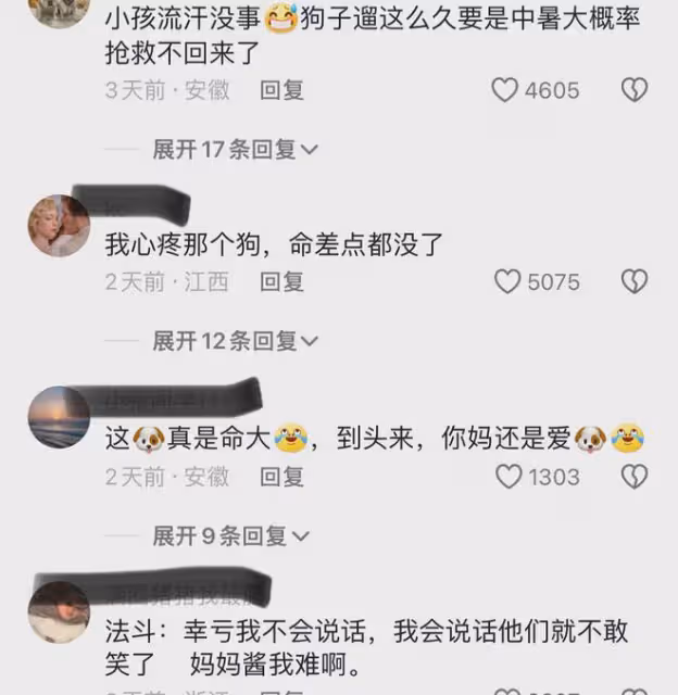 笑噴！倆孩子大熱天帶狗子玩躲貓貓，渾身濕透，狗子也累趴下了